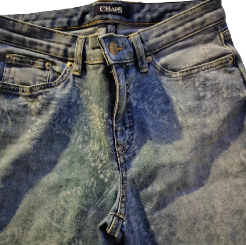 Chaps Denim Leaf Print Capris. Madden capri - Picture 3 of 14